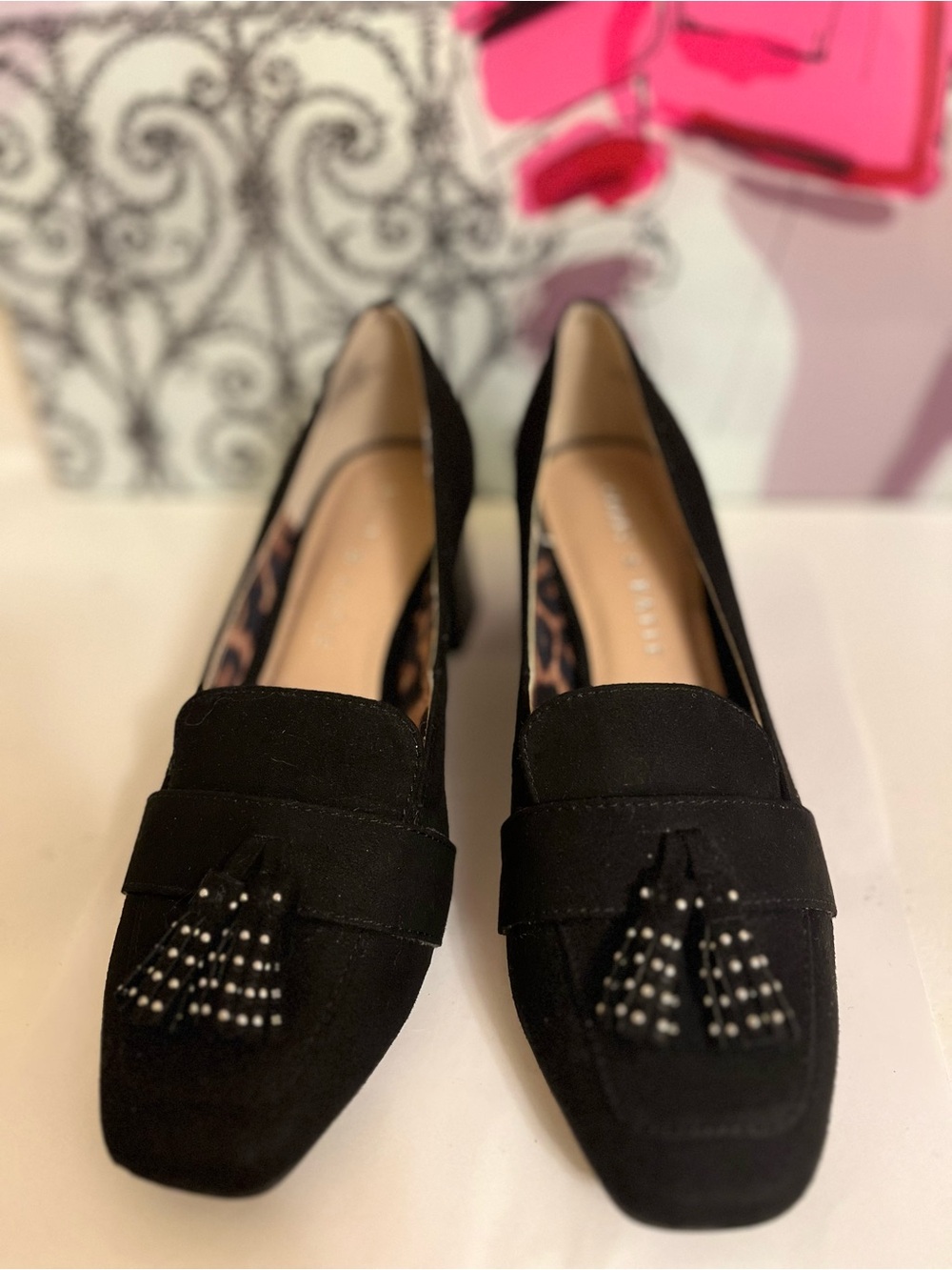Kelly & Katie Black Suede Tassel Loafers - Size 6 M